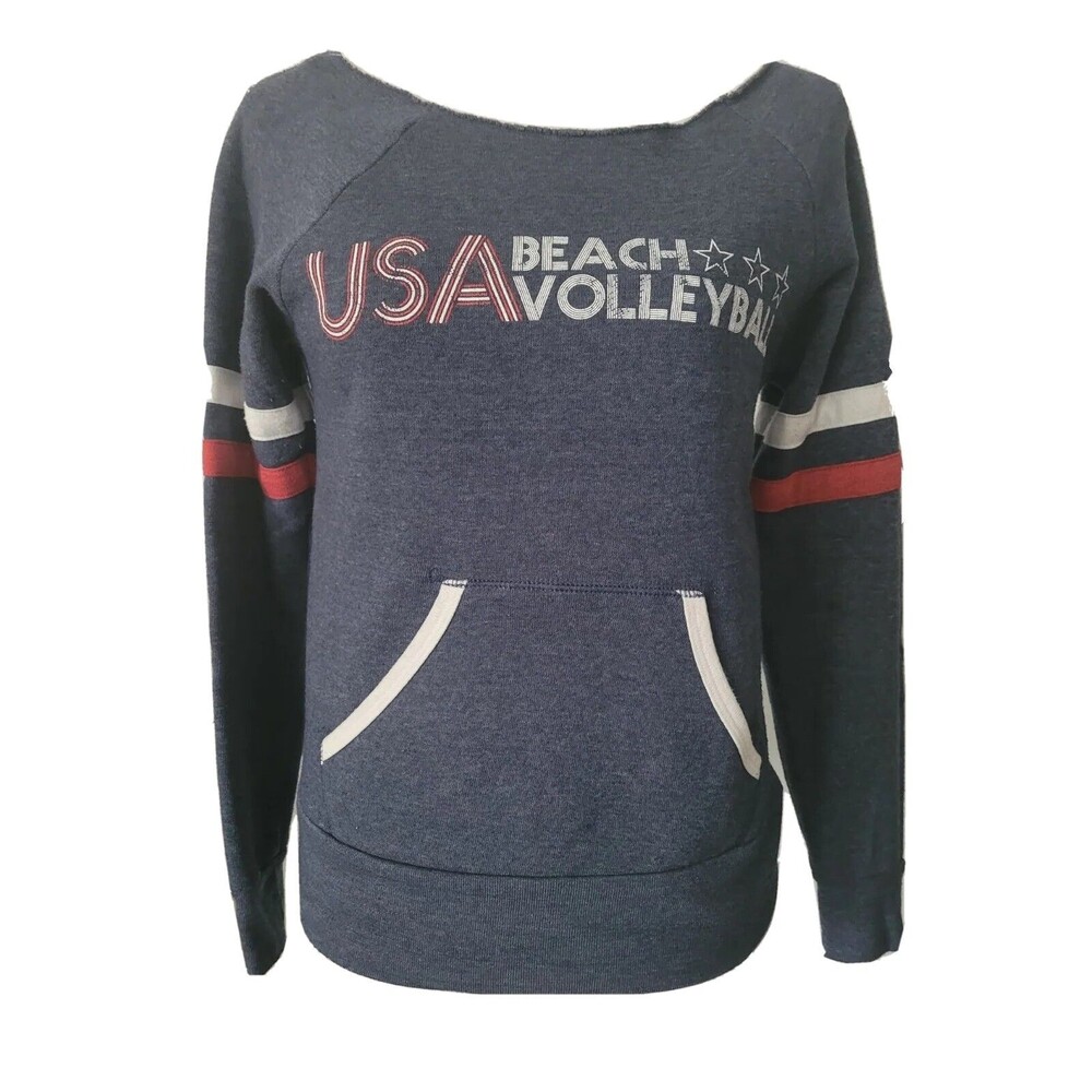 Alternative Earth Gray Top Womens Small USA Beach Volleyball Sweatshirt